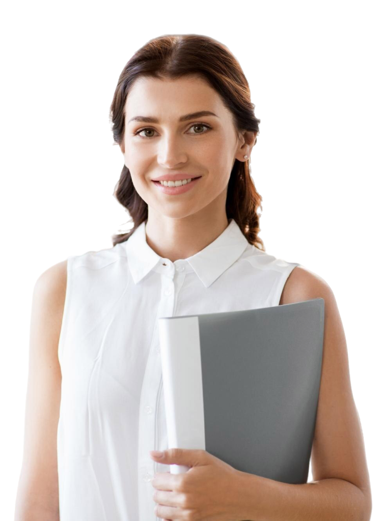 Businesswoman realtor with folder office